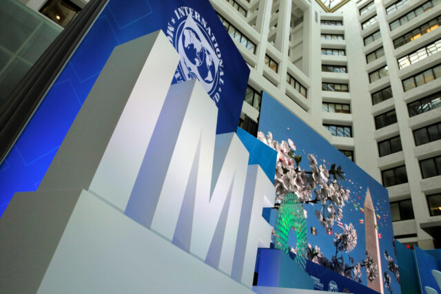 International Monetary Fund logo is seen
